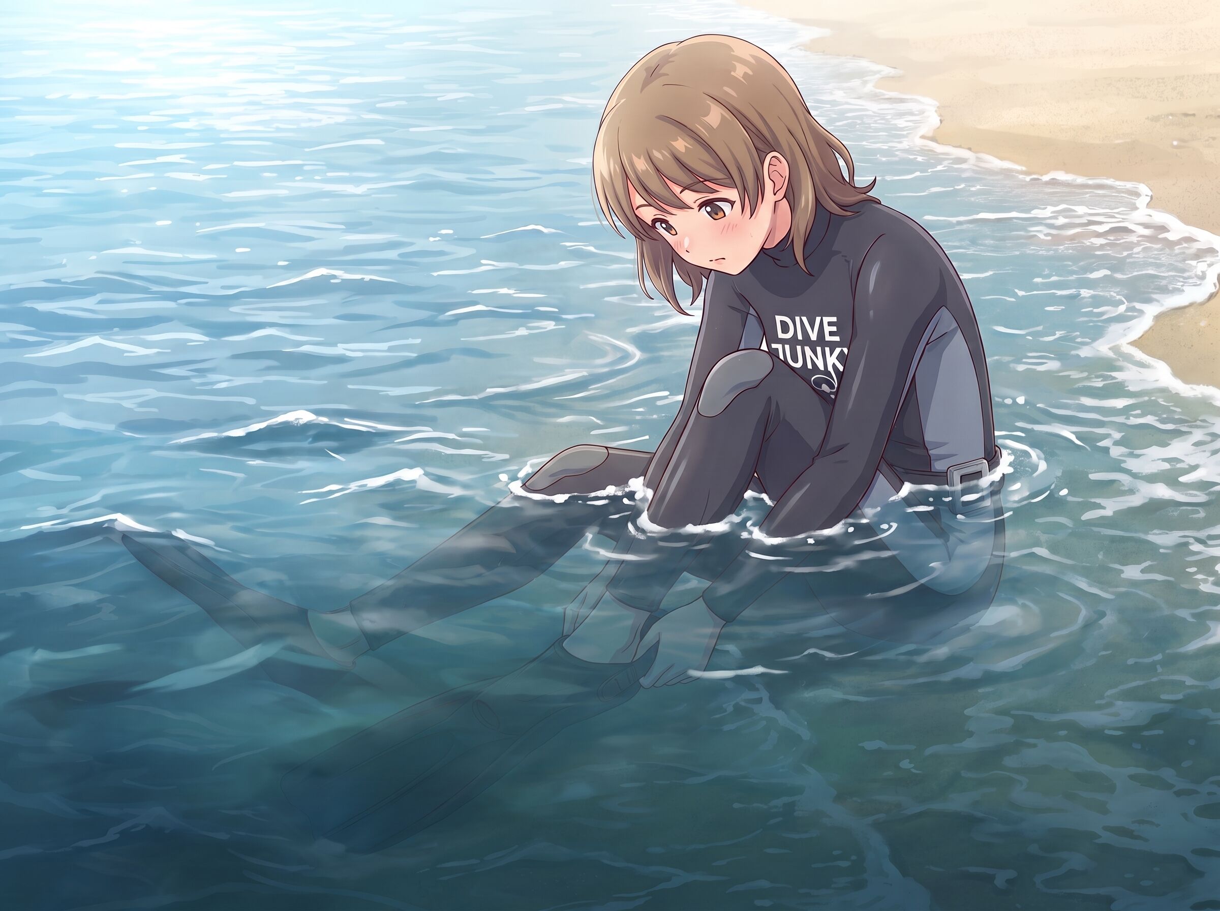 座位腰部海水浸漬状態